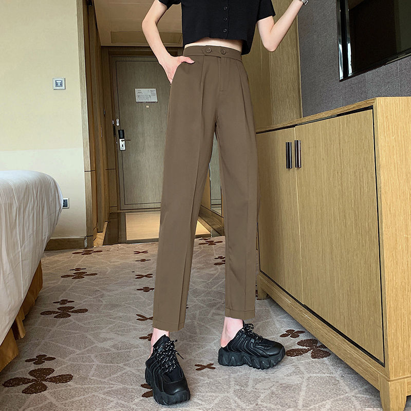 business casual outfits Loose Draping Suit Pants Autumn Thin Pants High Waist Casual Pants Slim Straight Cropped Pants for Women