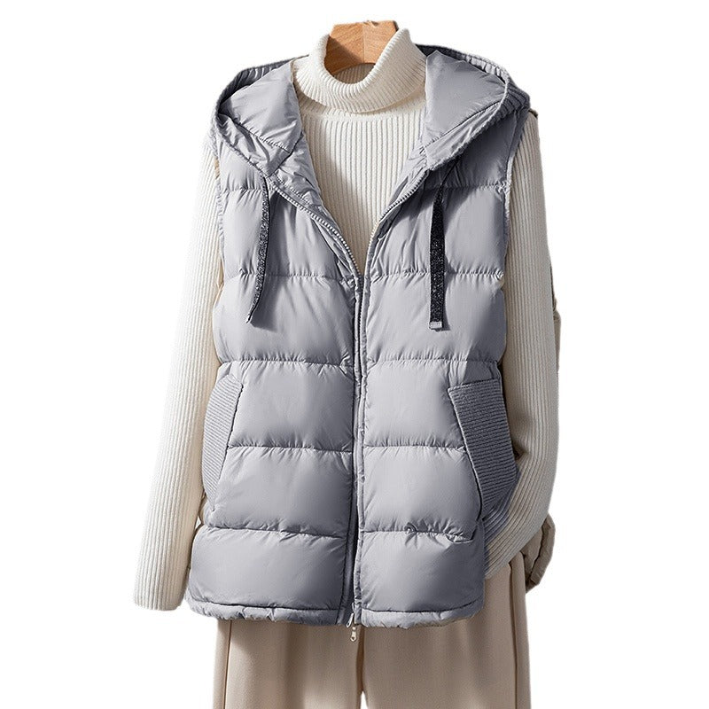 2024 fall fashion trends Lightweight down Vest Women's Autumn and Winter Thin Outer Wear Korean Style Slimming White Duck down Sleeveless down Jacket Vest