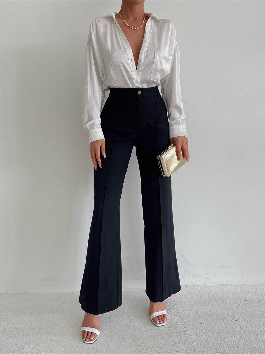 business casual women Loose Casual Trousers Women's Split Straight Pants Suit Pants Autumn and Winter Commuter