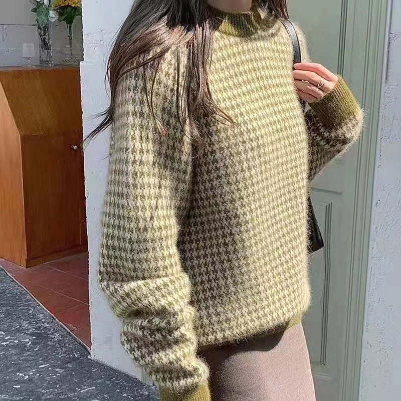 90s fashion men Autumn and Winter New Two-Way Wear Korean Style All-Match Sweater Loose Lazy Style Pullover Sweater Top