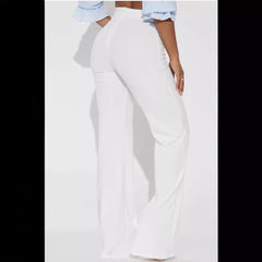 outfit 2024 Spring New Women's Clothing Sexy Hot Girl Temperament Slimming White High Waist Straight Pants Quick Sale