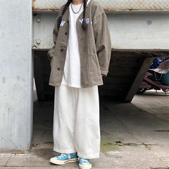 trashy outfits INS Super Popular Japanese Retro Street Lazy Dark Wide-Leg Pants Loose Straight Solid Color Trousers for Men and Women
