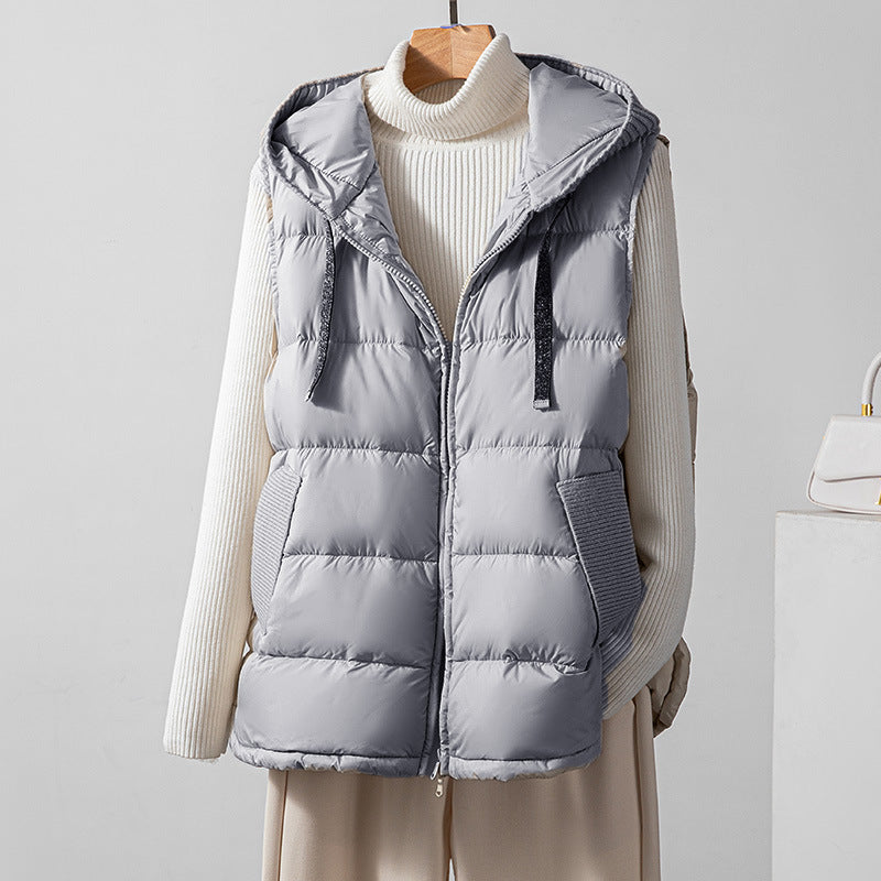 2024 fall fashion trends Lightweight down Vest Women's Autumn and Winter Thin Outer Wear Korean Style Slimming White Duck down Sleeveless down Jacket Vest