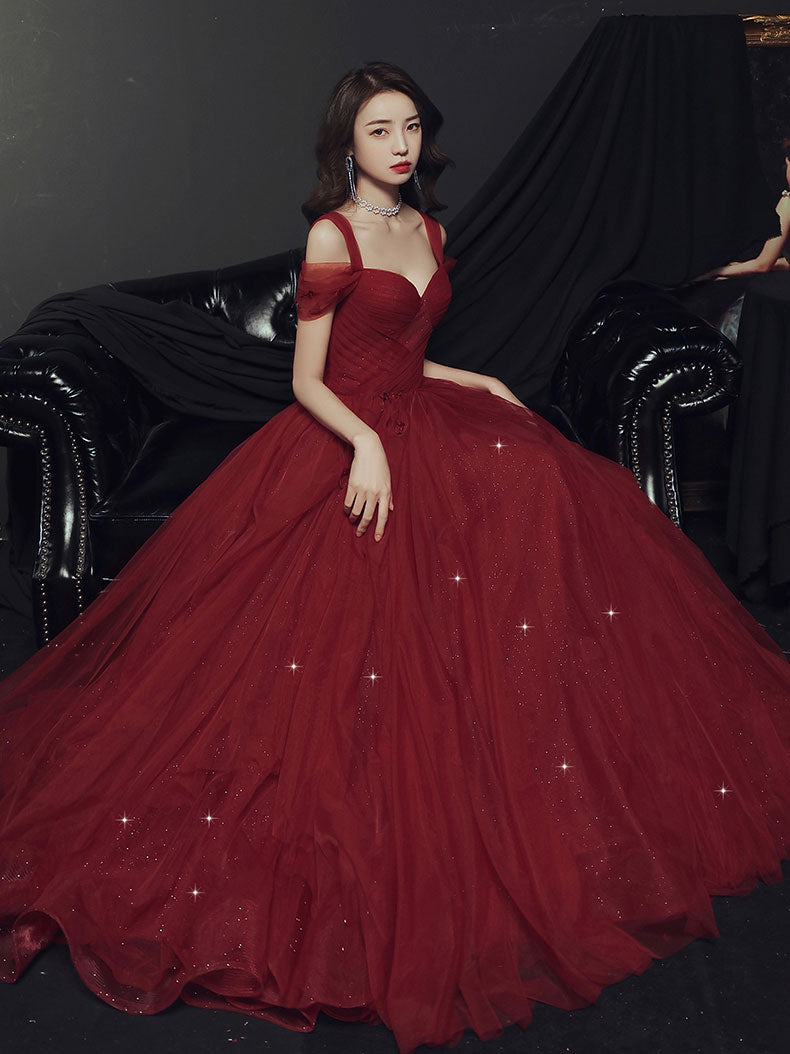 BXOXO Elegant Sweetheart Neck Burgundy Long Prom Dress, A line Backless Evening Dresses