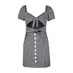 dorothy costume Women's Spring and Summer Fashion Plaid Wrapped Chest Single-Breasted Female Dress