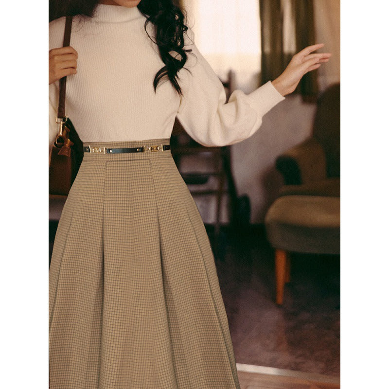 outfit inspo French Retro Skirt Winter with Sweater Slimming Western Style Suit Women's Two-Piece Suit Autumn New
