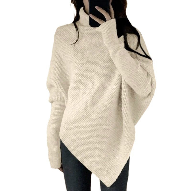 outfit inspo fall Women's Turtleneck Irregular Niche Sweater Autumn and Winter Korean Style Loose Lazy Style Soft Glutinous Knitted Top Thickened