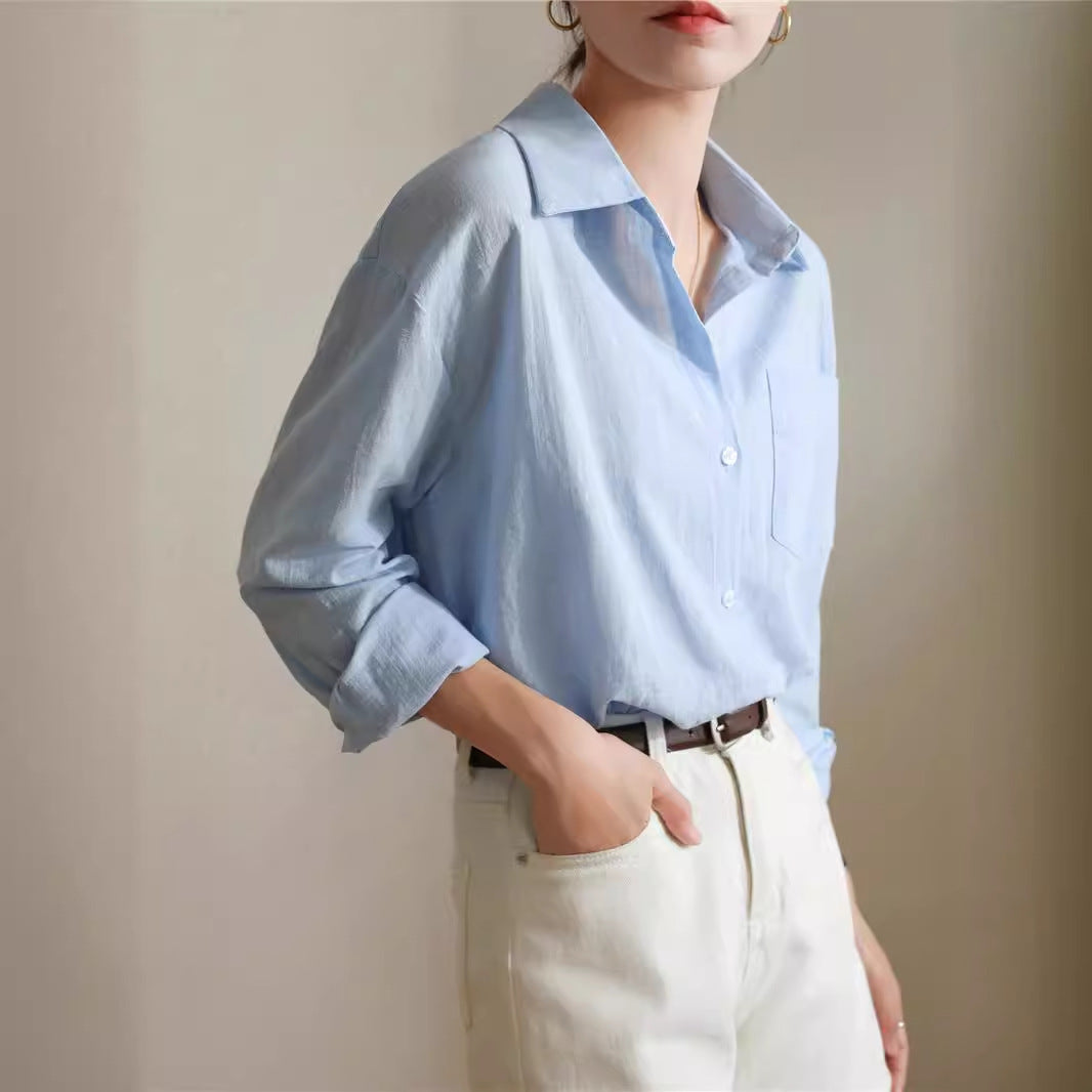 curvy casual outfits High-Grade Linen Shirt Women's Cardigan Summer Thin Loose French Cotton Linen White Shirt