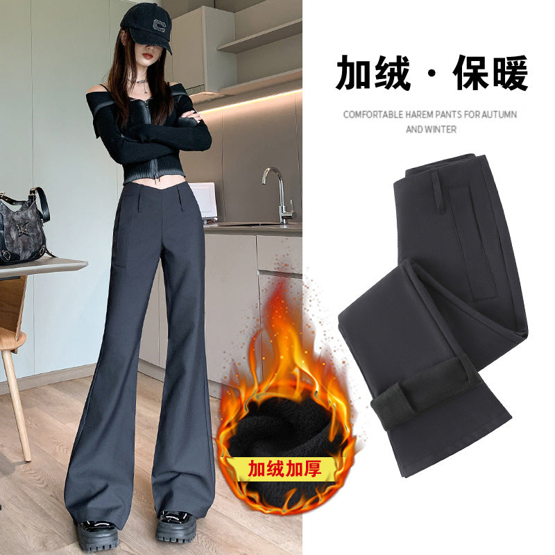 fashion outfits High-Grade Casual Pants for Women Autumn and Winter Low Waist Slim Fit Comfortable Fashion Single Pants Fleece-lined Suit Pants