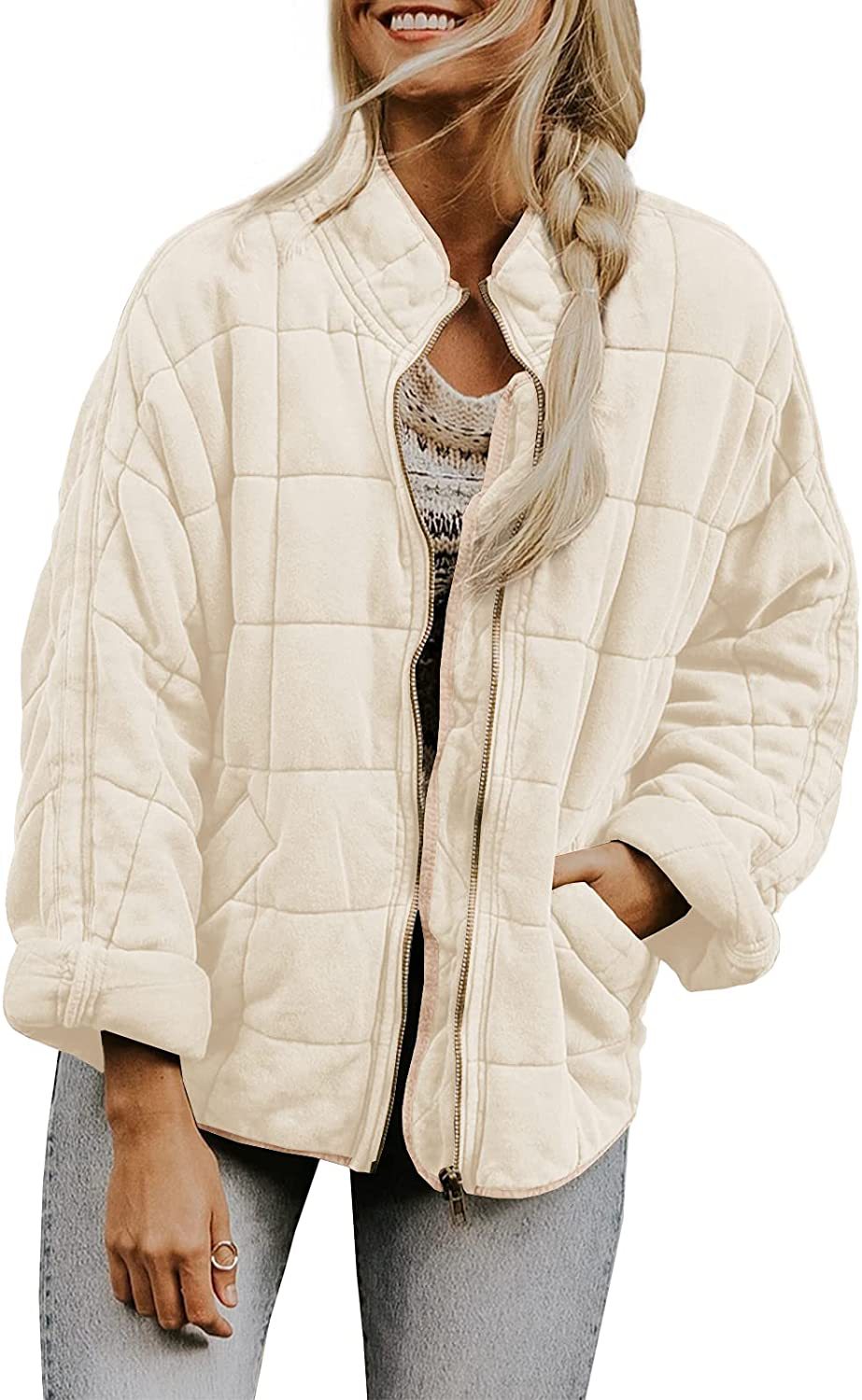 fall trends 2024 outfits Solid Color Stand Collar Cotton Coat New Loose Pocket Long Sleeve Jacket Top for Women