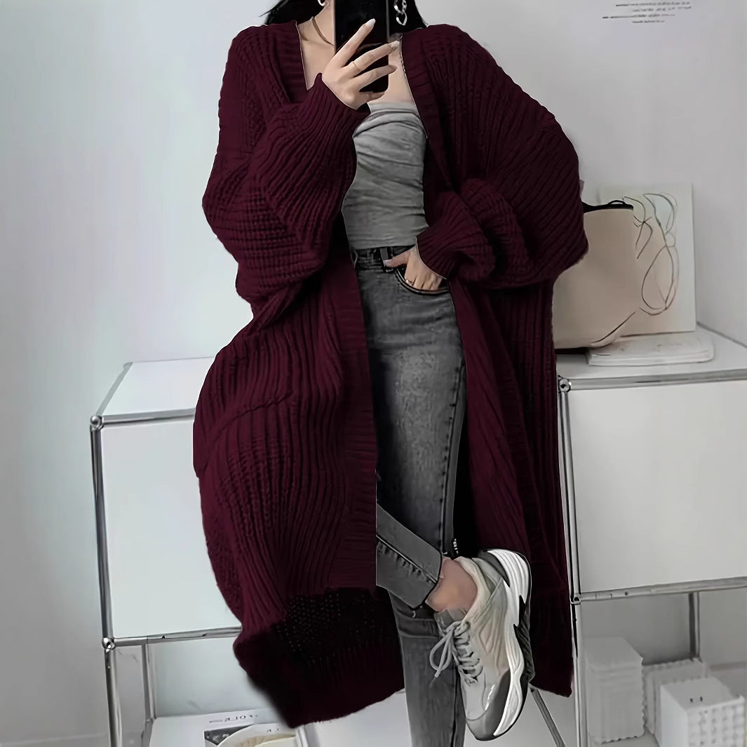 fall outfits Cardigan Casual Loose Texture Clear Long