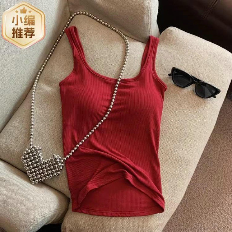 fashion outfits American-Style Hot Girl Backless Camisole Women's U-Shaped Back Bra with Chest Pad