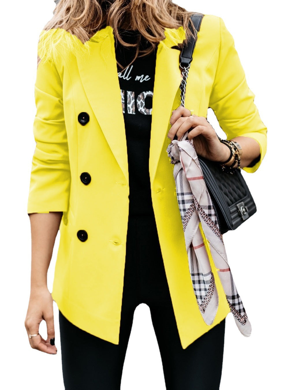 Summer New Women's Suit Jacket Temu Solid Color Long Sleeve Double Row Button Women's Cardigan