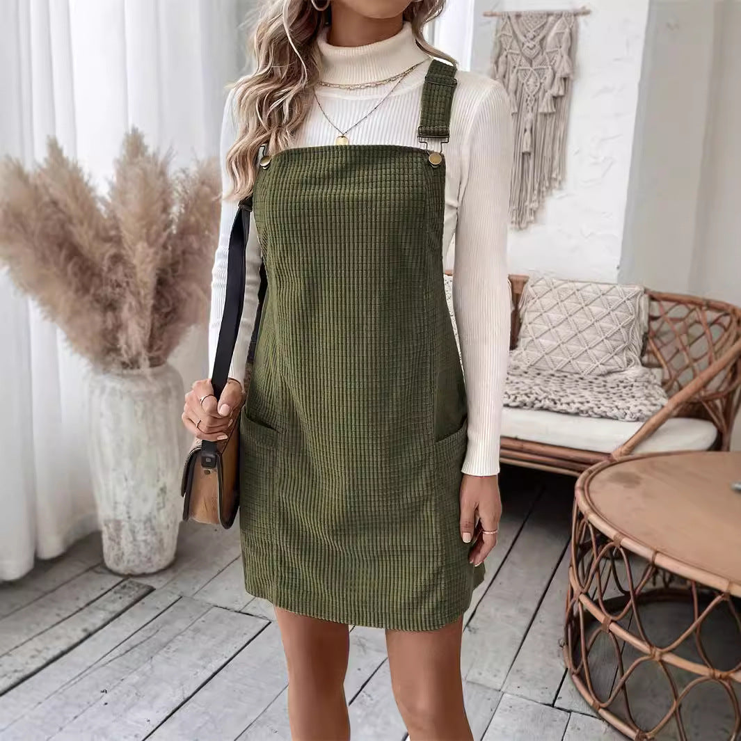 90s fashion New Knitted Suspender Skirt Autumn New Women's Solid Color Casual Suspender Skirt Manufacturer