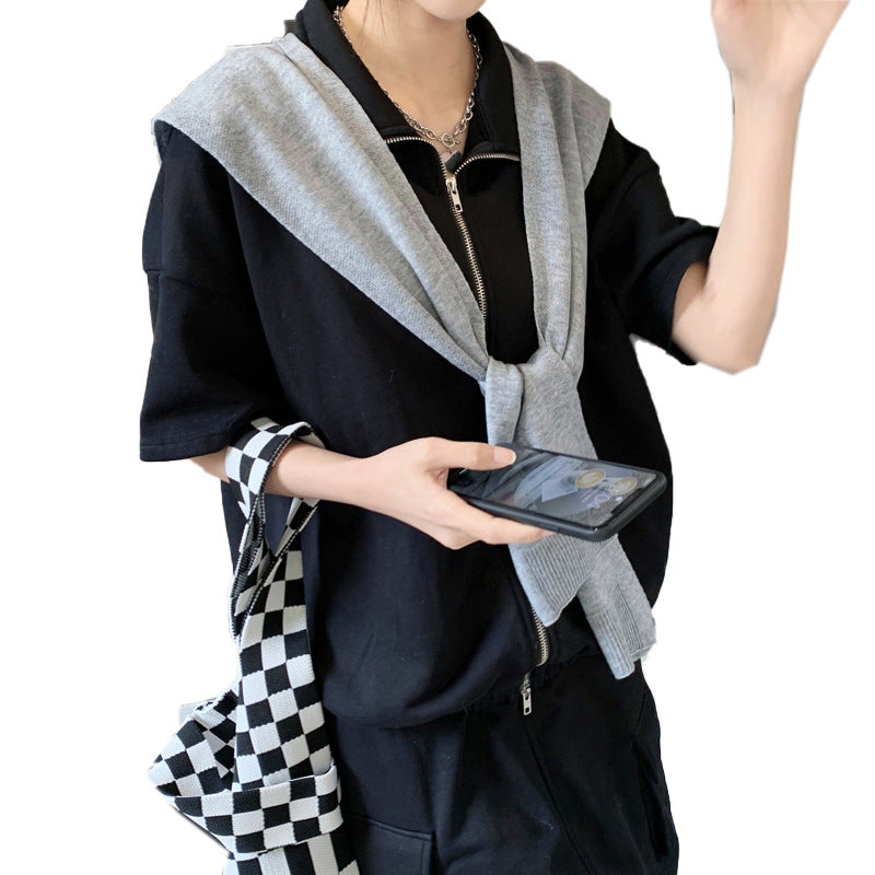 casual fall outfits Wool Blend Solid Color Shawl Outer Wear Internet Celebrity Knotted Waistcoat Korean Style Versatile Spring and Autumn Summer Shoulder Matching Women
