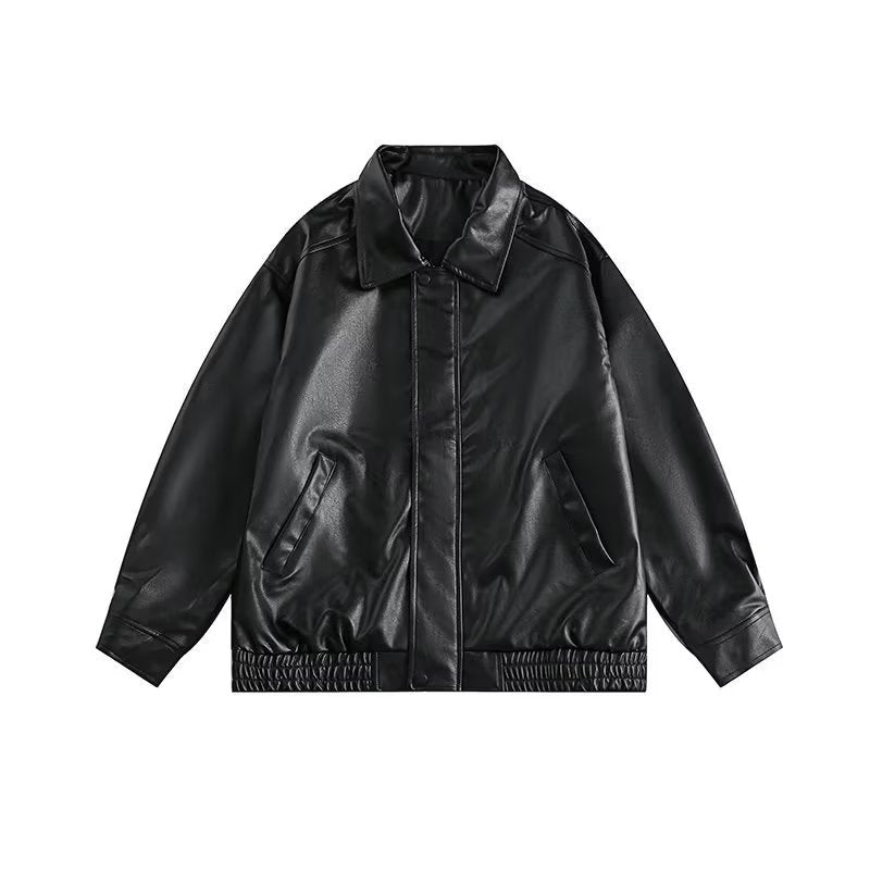 fall outfits 2024 New American Retro Motorcycle Style Hip Hop Jacket Women's Spring and Autumn Small Couple Versatile Popular Leather Jacket