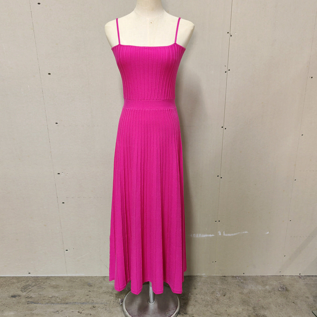 outfit inspo fall Summer Women's Tube Top Slim High Waist Sling Knitted Dress Seaside Vacation Pleated Dress