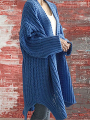 90s fashion Retro Lazy Style Coat Loose Mid-Length Thick Needle Sweater Casual Split Irregular Sweater Cardigan for Women