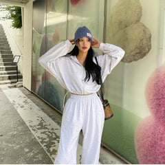 outfit ideas for school Spring and Autumn New Korean Style Trendy Cotton Coat Cardigan Solid Color Versatile Commuter Loose Hooded Sweater Women's Fashion