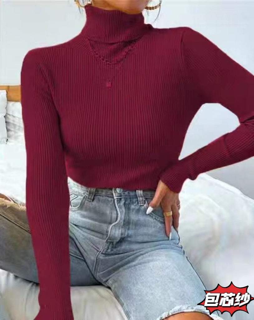 tailgate outfit black women Turtleneck Sweater Women's Autumn and Winter Pullover Long Sleeve Slim Fit Slimming Bottoming Shirt Women's Sweater Top