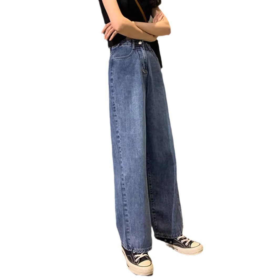 business casual outfits plus Size Women's Jeans Autumn Loose High Waist Slimming Straight Wide Leg Mopping Pants