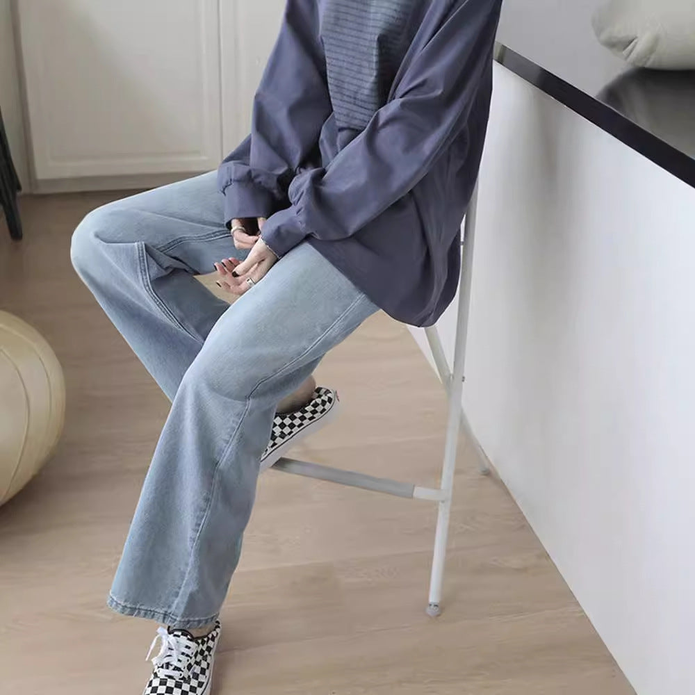 casual fall outfits Plus Size Straight Light-Colored Jeans for Women Spring and Autumn Chubby Girl Slimming Pear-Shaped Loose Narrow Wide-Leg Pants
