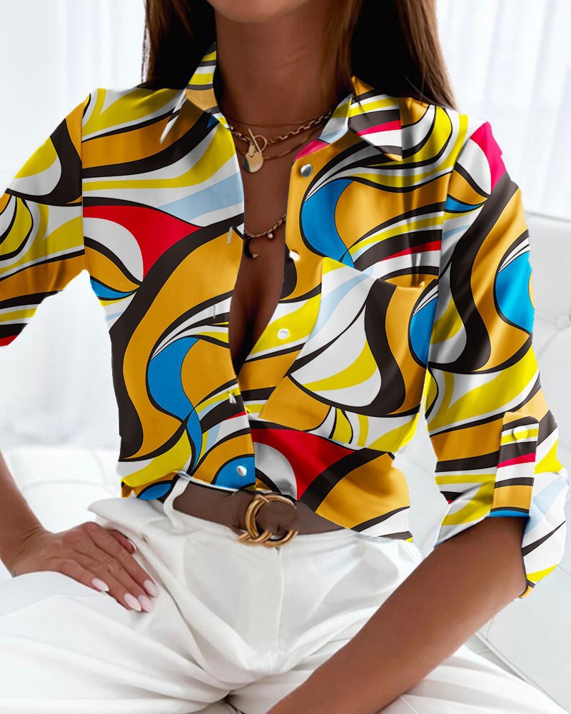 2000s fashion Women's Spring and Autumn Shirt Long-Sleeved Shirt Printed Shirt Women