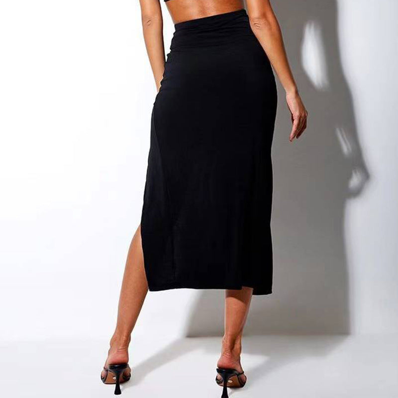 frat outfits 2024 Summer New Style Women's Skirt Solid Color High Waist Slimming Small Skirt