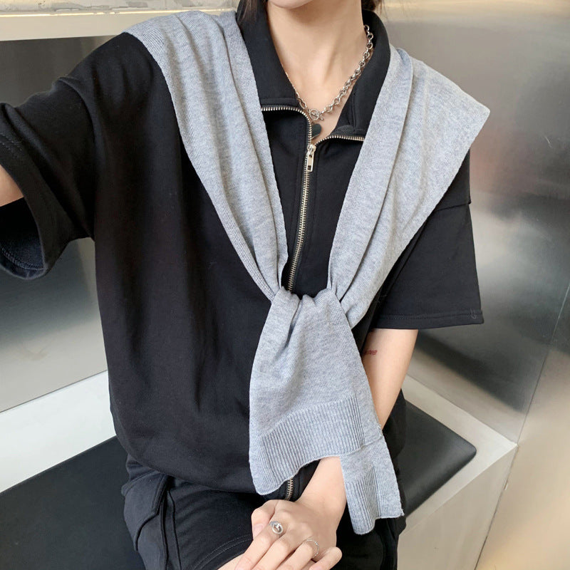 casual fall outfits Wool Blend Solid Color Shawl Outer Wear Internet Celebrity Knotted Waistcoat Korean Style Versatile Spring and Autumn Summer Shoulder Matching Women
