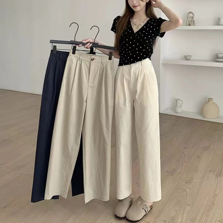 outfit inspo Autumn New Washed Cotton Texture Pants Cover Slim Straight Pants Women Loose Cropped Casual Pants Women