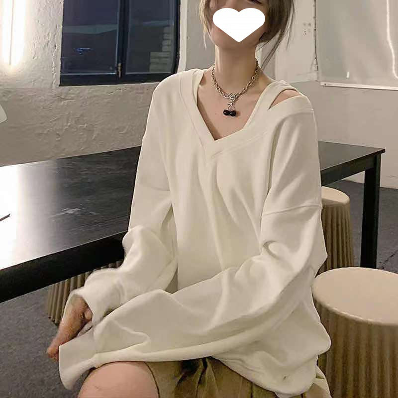 fall outfits Niche off-the-Shoulder Strap Sweater Women's Spring and Autumn Thin Loose Lazy Style Long Sleeve Top Coat
