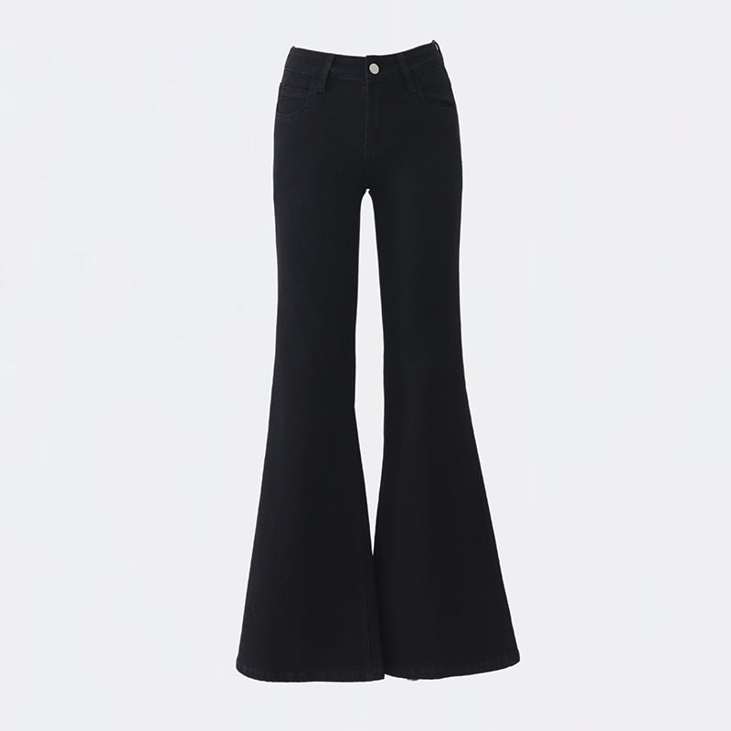 casual dinner outfit fall Autumn and Winter American Low Waist Thin Velvet Jeans Hot Girl Slim Elastic Slimming Flared Pants