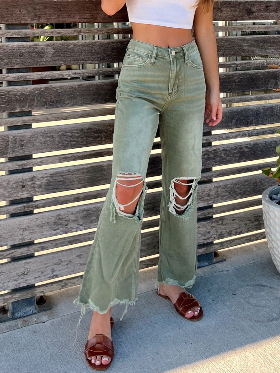 fall outfits women Southeast Asian Women's Ripped Jeans Women's Straight Loose Jeans Women