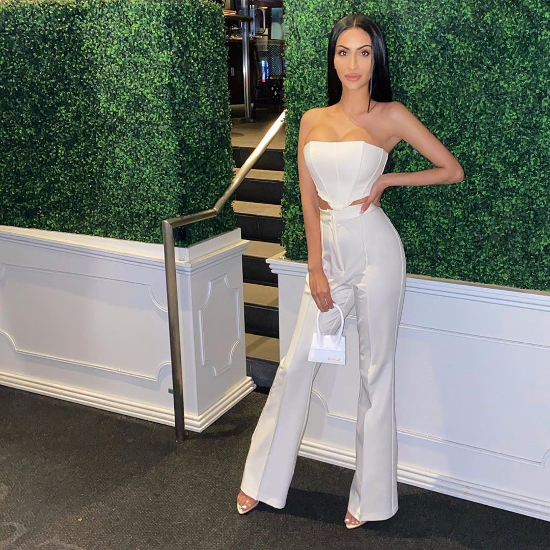 outfit Sexy Tube Top High-Grade Sexy Women's Fashion All-Match Slimming Long Leg Top Trousers Suit