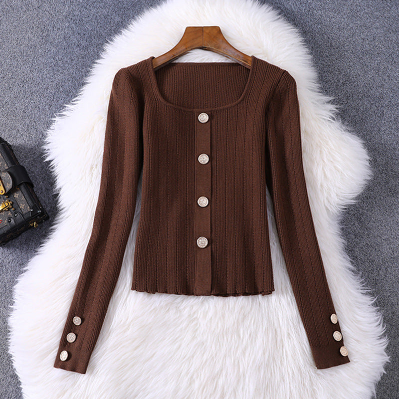 fall outfits Autumn Women's round Neck Knitted Slim Top Plaid with Belt Skirt Casual Suit