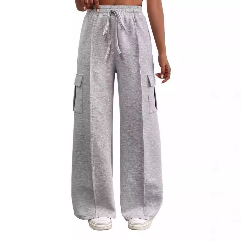 streetwear women outfits Fall 2024 Women's Drawstring Elastic Waist Casual Workwear Sweatpants Drawstring Waist-Tight Sports Pants