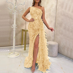 prom dresses Color Sequined Fairy Long Sleeveless Fashionable Slim Temperament Mid-Length Evening Dress for Women