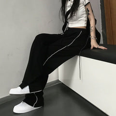 clothes New Wide-Leg Women's High Street Long Pants Autumn High Waist Student Cool Girl Loose Ins Straight Casual Sports Pants