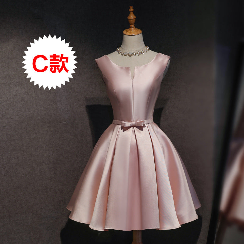 prom dresses Bridesmaid Dress Short Pink New Autumn Sisters Dress Bridesmaid Group Banquet Evening Dress Host Dress