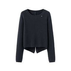 fall outfit Autumn and Winter Elegant Split Button round Neck Knitted Pullover Fashion Casual Sweater Top