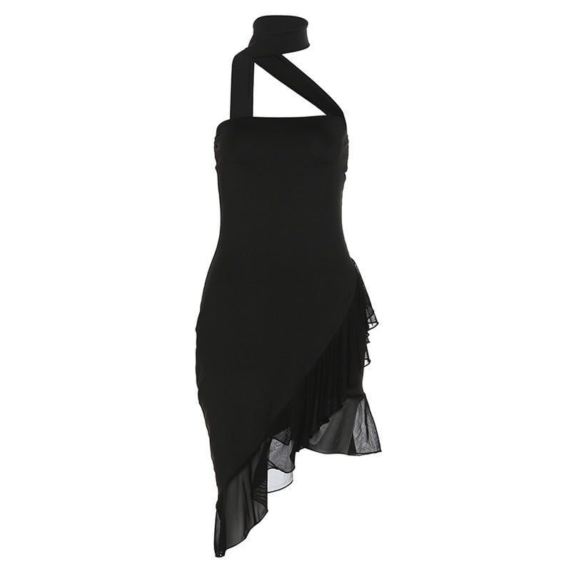 dress to impress codes INS Style Spring and Summer New Women's Clothing Fashion Halter Sexy off-Shoulder Slim Fit Wooden Ear Dress