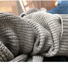 fall outfits Retro Mid-Length Curling Solid Color Lazy Loose Knitted Long-Sleeved Sweater Coat for Women