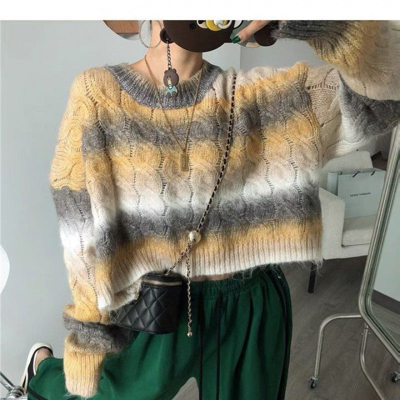 trending fall outfits Spring and Autumn Gradient Retro Japanese Style Lazy Style Sweater Women's Korean Style Niche Fashion