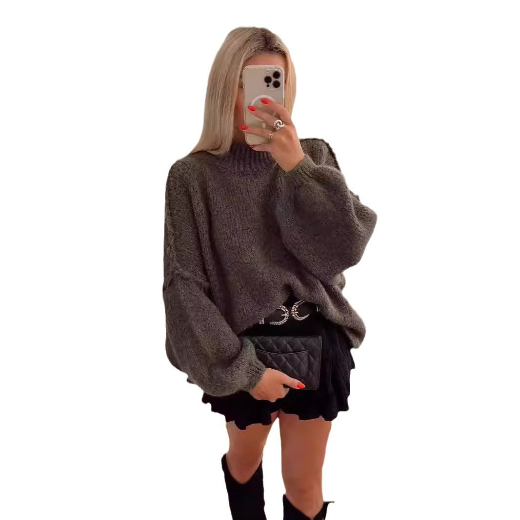 2000s fashion Women's Spring and Autumn New Elegant round Neck Simple Fashion Style Thin Sweater