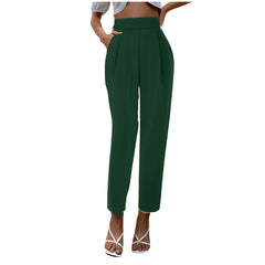 business casual outfits for women Women's Satin High Waist Trousers Artificial Silk Pocket Loose Casual Pants