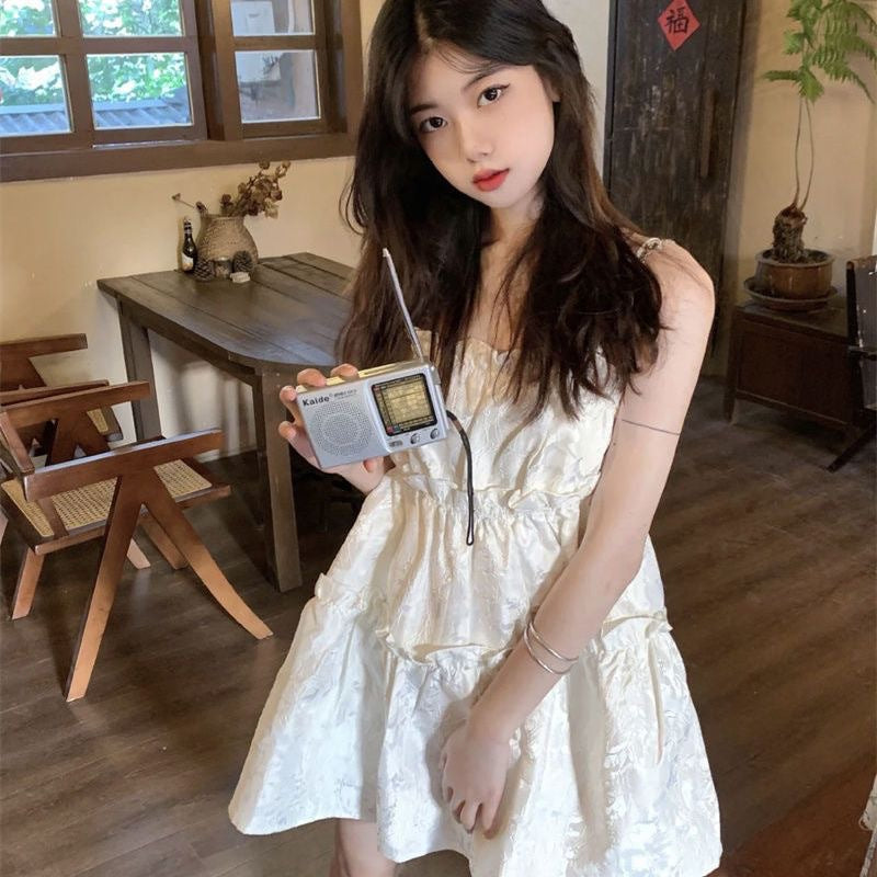 fashion outfits French First Love Gentle Sweet Sling Dress Women's Summer Design Sense Niche Little Princess Puffy Skirt
