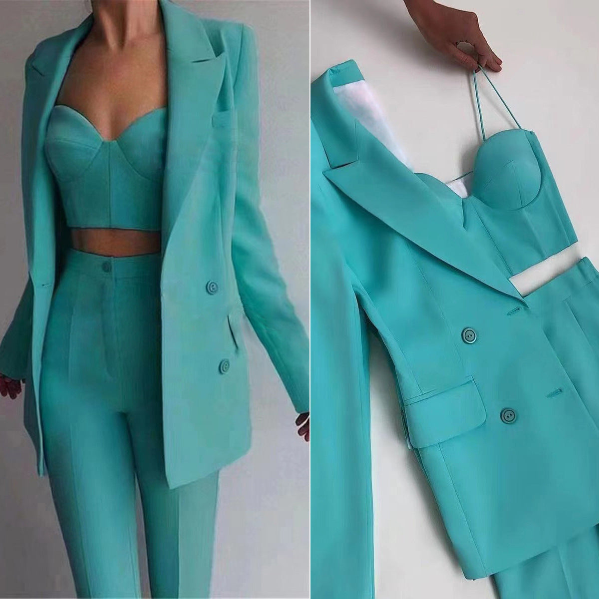 dress to impress outfits 2024 New High Quality Casual Temperament Commuter Fashion Professional Women's Suit plus Bra Pants Suit