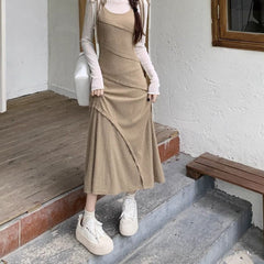 church outfit Suit Women's 2024 Early Autumn New Gentle Style Sling Dress Waist Slimming Elegant Dress Slim Bottoming Shirt