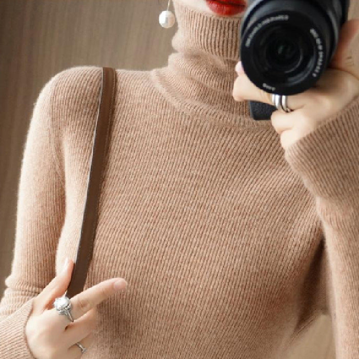 tailgate outfit black women Autumn Women's Klein Blue Pile Collar Sweater Bottoming Shirt Turtleneck Sweater Tight Slim Fit Inner Top