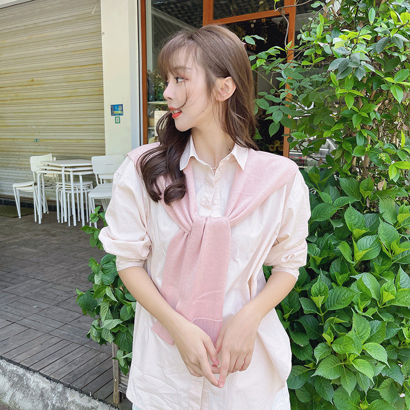 casual fall outfits Wool Blend Solid Color Shawl Outer Wear Internet Celebrity Knotted Waistcoat Korean Style Versatile Spring and Autumn Summer Shoulder Matching Women